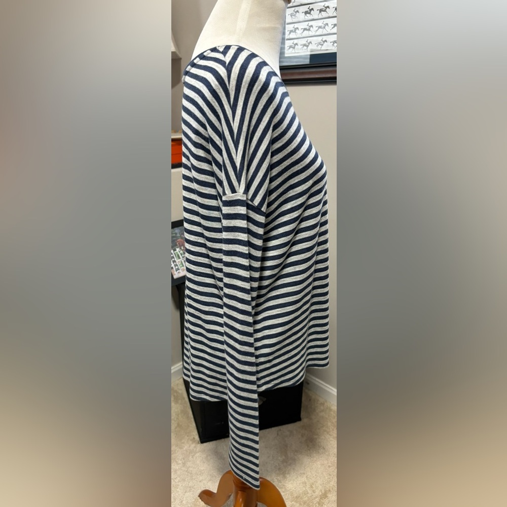 Vince Women's Blue/White Striped Long Sleeve Boat Neck Top Size L - Picture 2 of 7